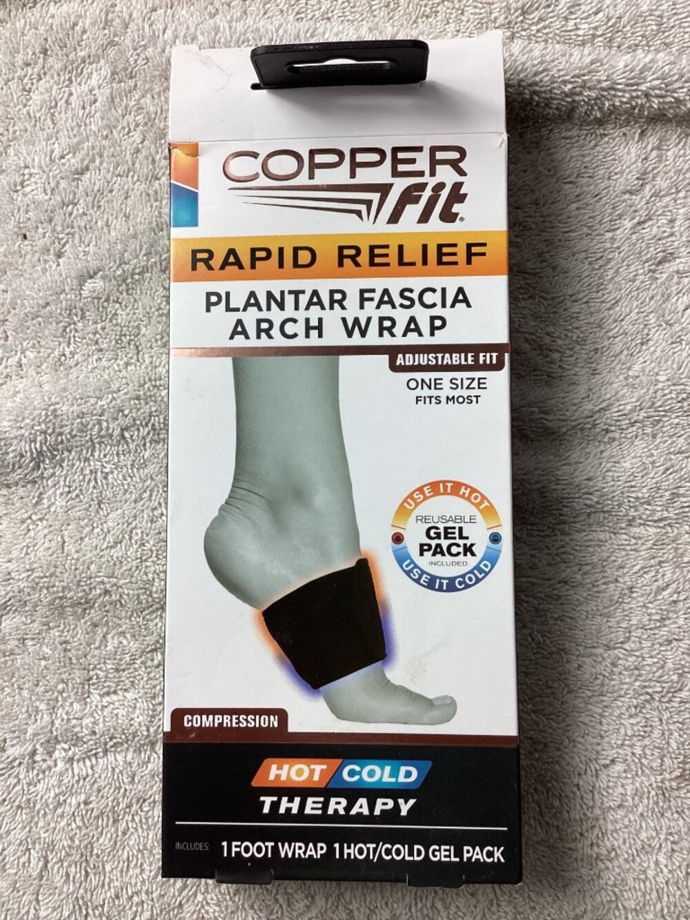 Copper Fit Rapid Relief Plantar Fascia Arch Wrap*Hot/Cold Therapy*Either Foot